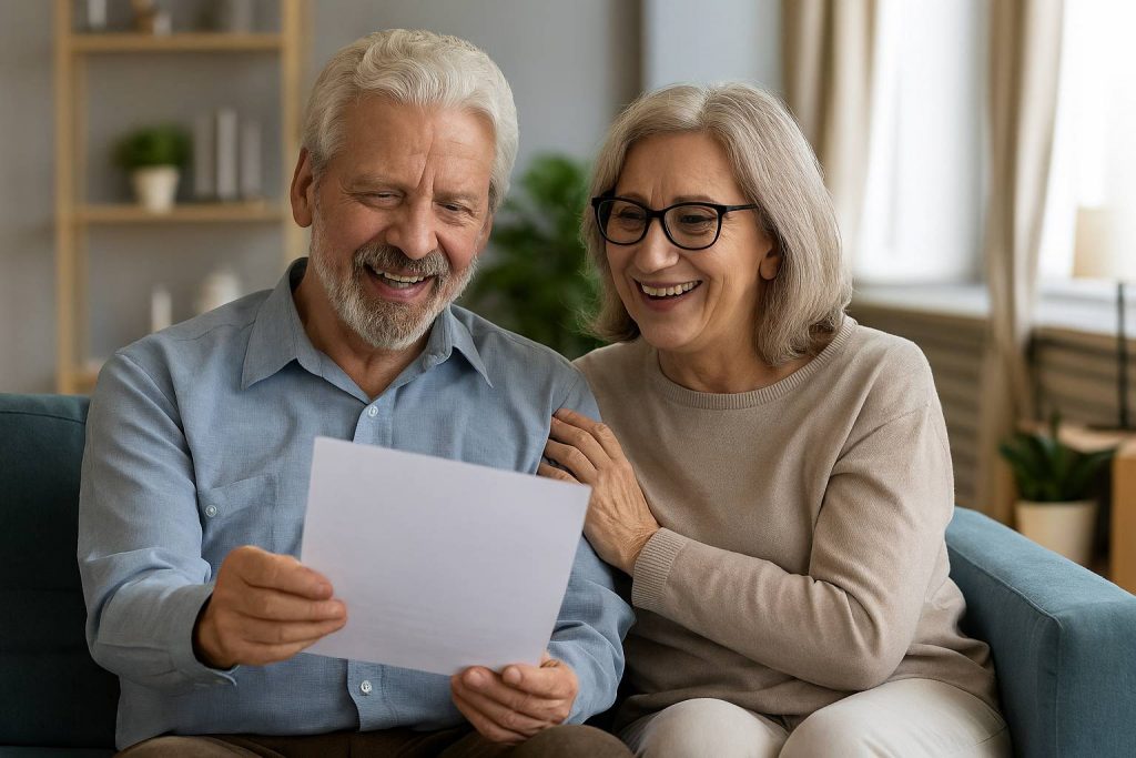 Pareja de personas mayores contratando vivienda inversa